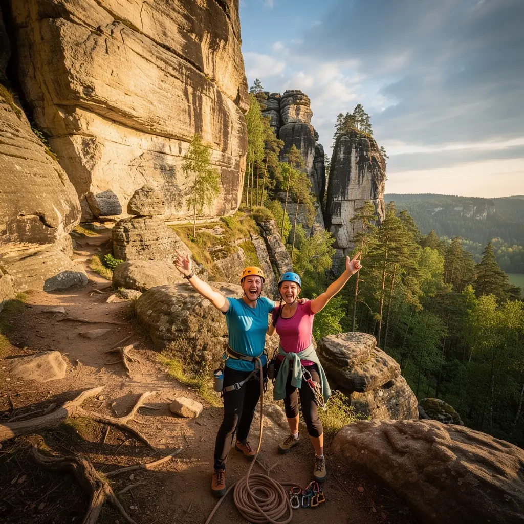 Piknik v parku s rodinou, se stromy a slunečním svitem na pozadí.